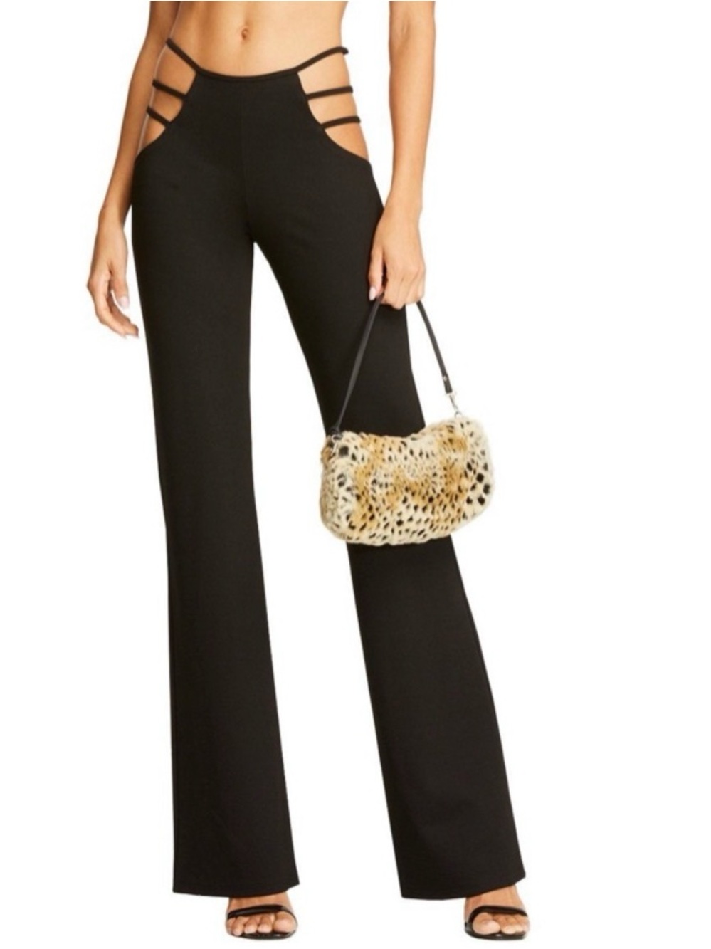 I.AM.GIA Black High-Waist Wide-Leg Jumpsuit Pants Strappy Side Detail I AM GIA